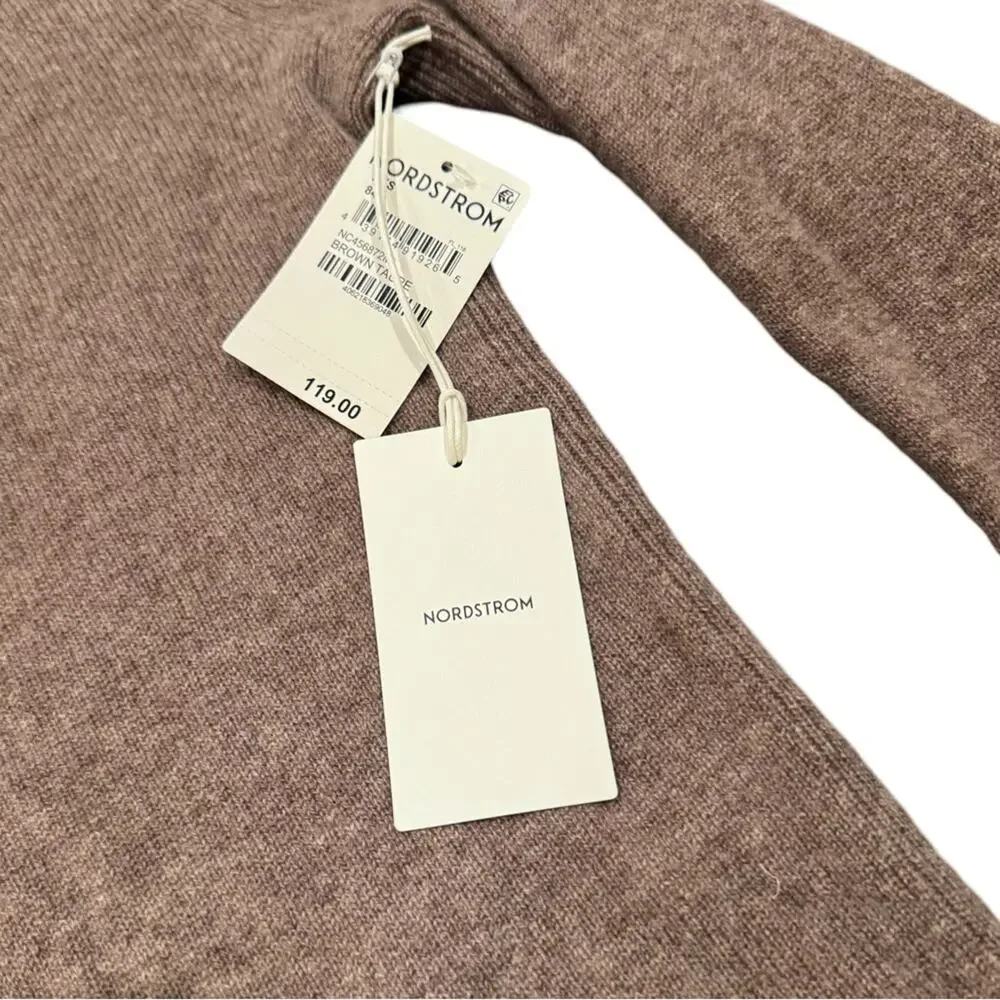 Nordstrom Crewneck Cashmere Sweater - Brown Taupe Size XXS